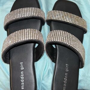 Madden Girl Silver Rhinestone Sandals